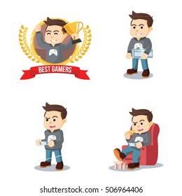 gamers cartoon set illustration design