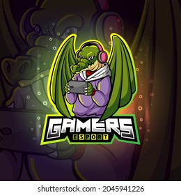 The gamers crocodile esport logo design of illustration