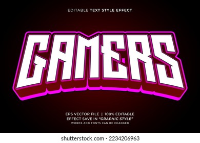 Gamers esport 3d editable text effect template