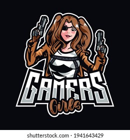 Gamers Girl Esport Mascot Logo Gaming