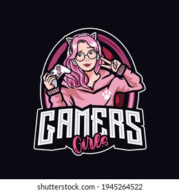 gamers girl mascot logo design