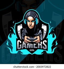 Gamers girl mascot logo design