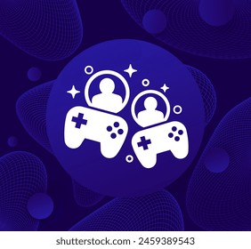 gamers icon with gamepads and users, vector