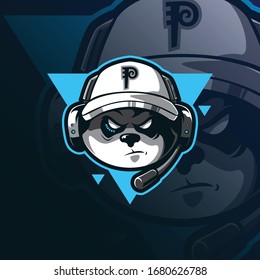 gamers mascot logo design vector with modern illustration concept style for badge, emblem and tshirt printing. panda head illustration for sport and esport team.