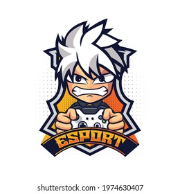 gamers mascot logo design vector with modern illustration concept style for badge, emblem and tshirt printing. gamer illustration for esport team