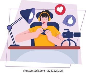 Gamers On Social Media Illustration