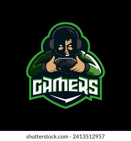 gamers robot monster e sport logo vector