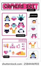 Gamers set. Icons and stickers 