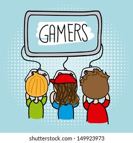 gamers sketch over blue background vector illustration