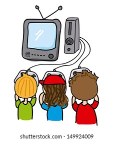 gamers sketch over white background vector illustration