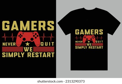 gamers t shirt design gaming bulk graphic typography game retro custom vector vintage tshirt design  