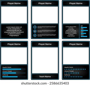 games bundle card border with modern theme and black and blue color, for in-game materials and trading cards