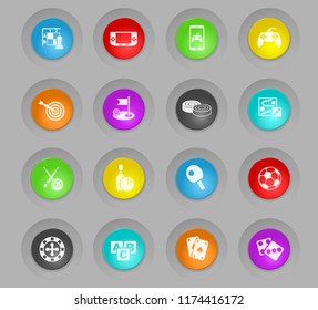 games colored plastic round buttons web icons for user interface design