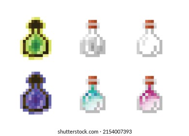 Games Concept, Resizable Vector, Pixel art, Bottles