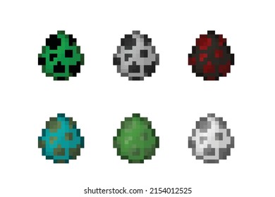 Games Concept, Resizable Vector, Pixel art, Eggs