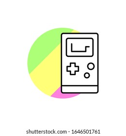 Games console icon. Simple line, outline vector in color circle of retro 90s style icons for ui and ux, website or mobile application