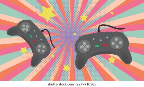 Consola de juegos en la depuración del vector de fondo retro