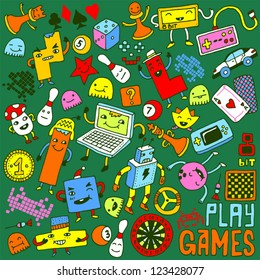 Games doodle set.