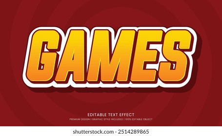 games editable 3d text effect template bold typography and abstract style, logo and business brand