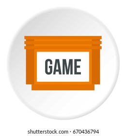 Games floppy disk icon in flat circle isolated vector illustration for web