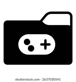 Games folder solid icon, windows pack concept. Vector graphics. , Folder with joystick, gaming sign on white background, style mobile or design