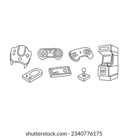 games hand drawn doodle illustrations vector set
