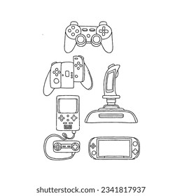 games hand drawn doodle illustrations vector set