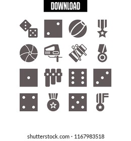 games icon. 16 games vector set. beach ball, medal, xylophone and dice icons for web and design about games theme