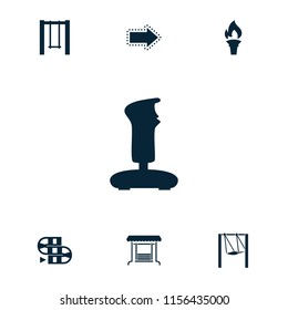 Games icon. collection of 7 games filled icons such as joystick, swing, torch, dice game. editable games icons for web and mobile.