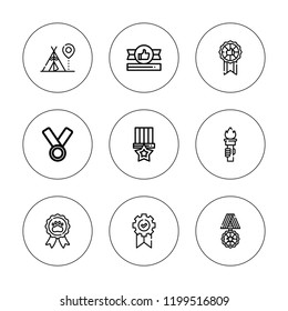 Games icon set. collection of 9 outline games icons with hangout, medal icons. editable icons.