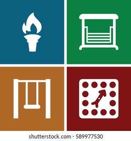 games icons set. Set of 4 games filled icons such as swing, board game