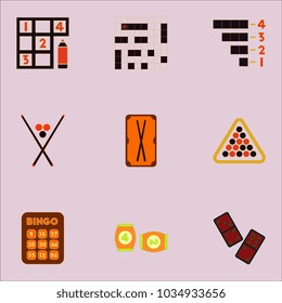 games icons set, table games collection