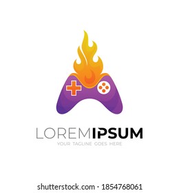 Games logo with fire design illustration