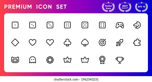 Games modern line icon vector set.