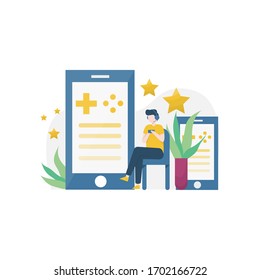 Spiele spielen auf PC-Konsolen-Vektorillustration, die für Zielseiten, i, Website, mobile App, redaktionelle Spiele, Poster, Flyer, Artikel und Banner geeignet ist