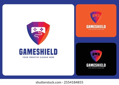 Games Shield Logo Design Template, E-sports Team or Game Tournament