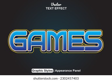 games text effect with blue color graphic style editable.