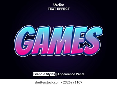 games text effect with blue color graphic style editable.