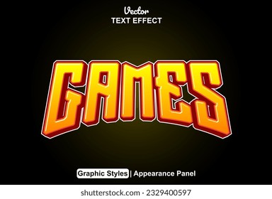 games text effect with orange color graphic style editable.