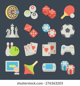 games and toys flat icons