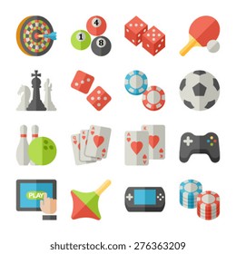 games and toys flat icons