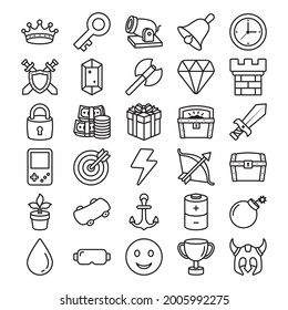 Games vector line icon set.2