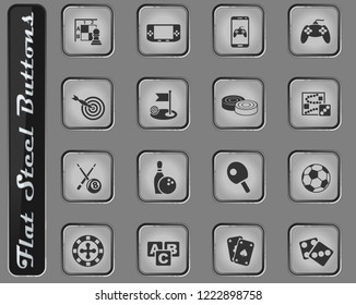 games vector web icons on the flat steel buttons