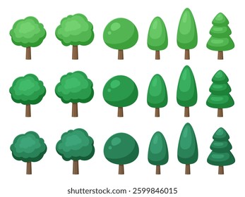 Game-style cute tree icon material set_Illustration