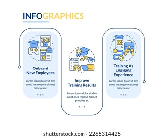 Gamification in corporate training rectangle infographic template. Data visualization with 3 steps. Editable timeline info chart. Workflow layout with line icons. Lato-Bold, Regular fonts used