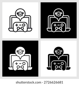 Icono de gamificación con fondo blanco y negro
