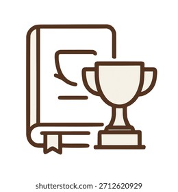 Ícone de "Gamificação": um livro com um troféu ao lado