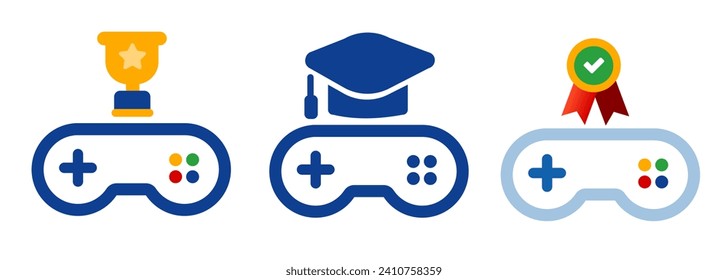 Icono de gamificación interactiva atracción educativa controlador de juegos gamepad premio 