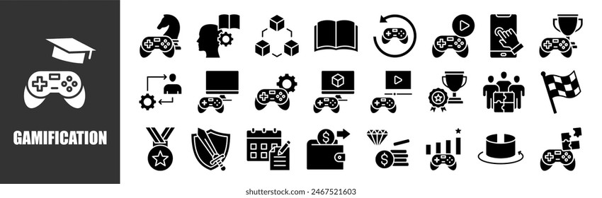 Gamification icon set for design elements