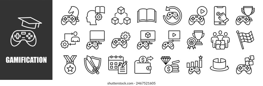 Gamification icon set for design elements